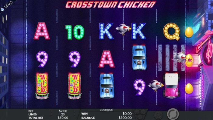 All Online Pokies - The chickens will use the crosswalk symbols to advance across the reels. The first chicken to reach the casino, awards a multiplier and a bonus game.