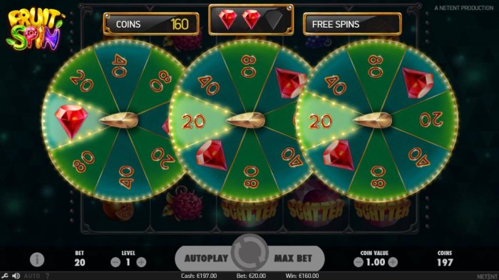 Collect 3 red diamonds during the Lucky Wheel Feature in order to win Free Spins feature. by All Online Pokies