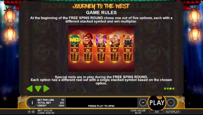 All Online Pokies - At the beginning of the Free Spins Round chose one out of five options, each with a different stacked symbol and win multiplier.