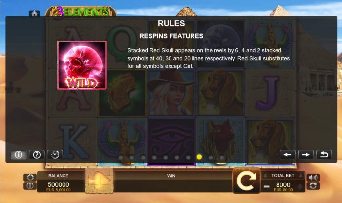 All Online Pokies - Respins Features - Red Skull