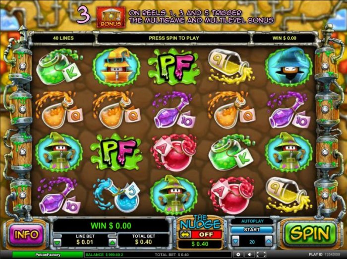 main game board featuring five reels, forty paylines and a $5,000 max payout - All Online Pokies