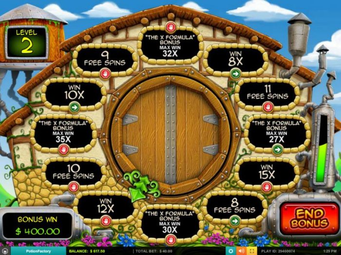 All Online Pokies - The total bonus game payout was 400.00.