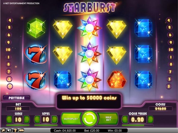 Starburst wild activated when the stars are aligned - All Online Pokies