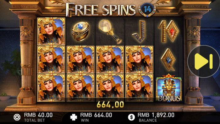 A 664.00 jackpot triggered during the free spins feature by All Online Pokies