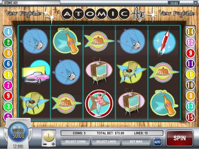 All Online Pokies - A futuristic living themed main game board featuring five reels and 15 paylines with a $37,500 max payout