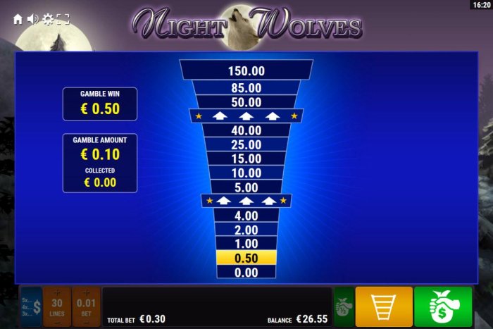 All Online Pokies - Ladder Gamble Feature Game Board available after every winning spin.