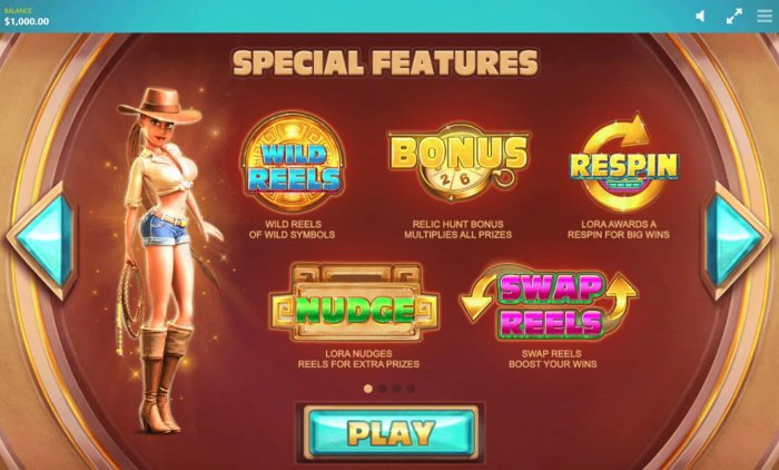 game features include: Wild Reels, Bonus, Respin, Nudge and Swap Reels. - All Online Pokies