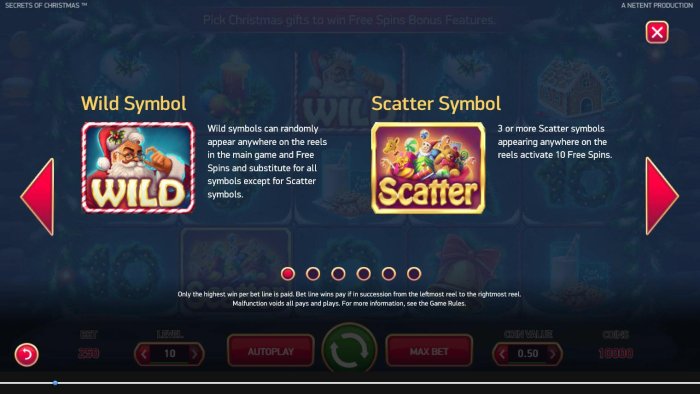Santa Wild symbols and Sack of Toys Scatter symbol rules. - All Online Pokies