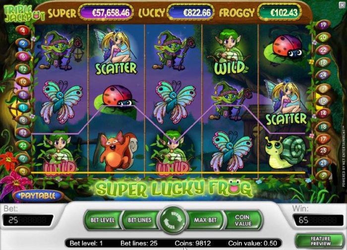 All Online Pokies - 65 coin payout triggered by multiple winning paylines