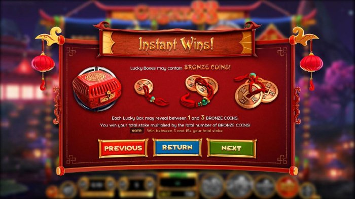 All Online Pokies - Each Lucky Box may reveal 1 and 3 bronze coins. You win your total stake multiplied by the total number of Bronze Coins.