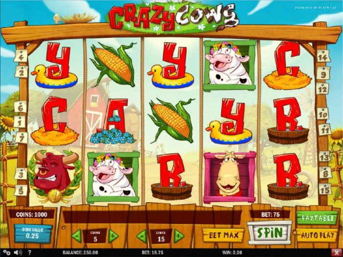 Main game board featuring five reels and 15 paylines with a 2500x max payout - All Online Pokies