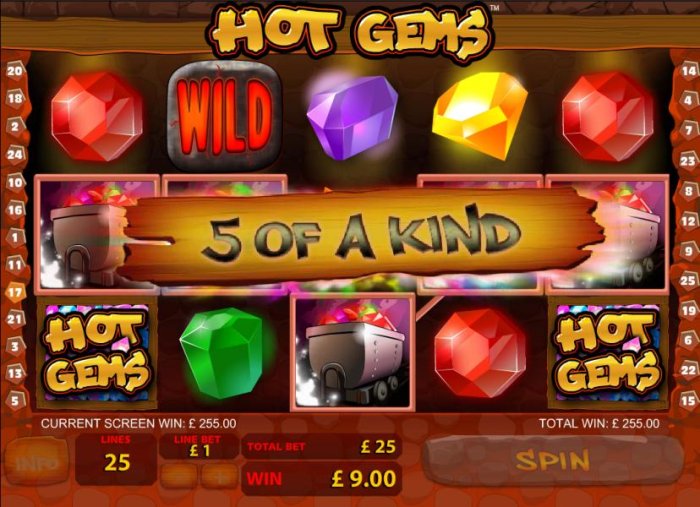 5 of a kind triggers 255 coin jackpot - All Online Pokies