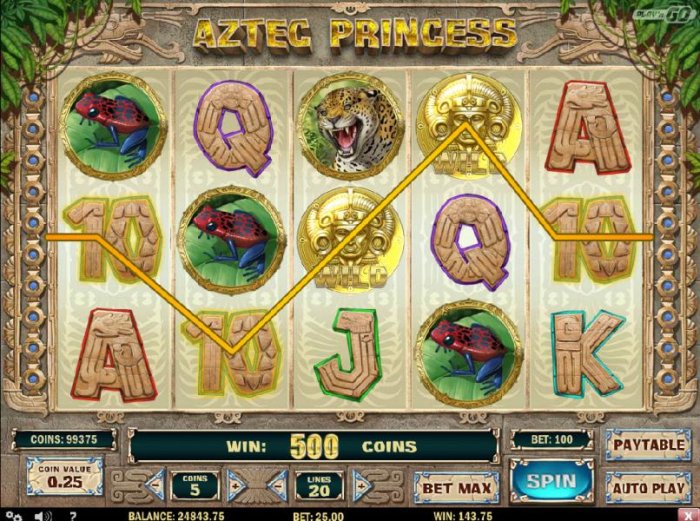 A five of a kind triggers a 500 coin line pay. - All Online Pokies