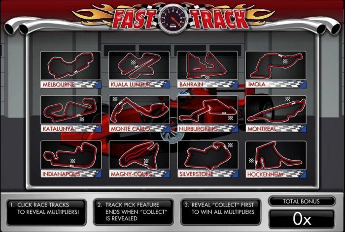 click race tracks to reveal multipliers. track pick feature ends when 