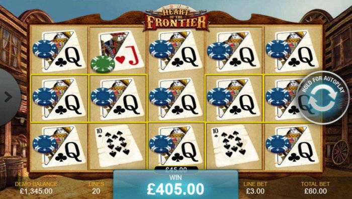 Five of a kind triggers a 405.00 payout. - All Online Pokies