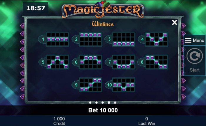 Payline Diagrams 1-10 by All Online Pokies