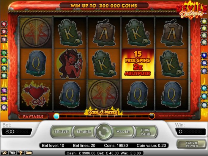 All Online Pokies - select a pentagram to see how many free games you are awarded.