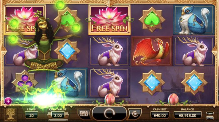 All Online Pokies - Wild Seeds feature is triggered and 2 to 4 random symbols are changed into wilds.