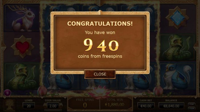 All Online Pokies - The free spin feature award 940 credits for a big win.