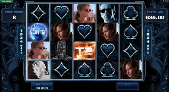 All Online Pokies - The T-1000 symbol will morph into any surrounding symbol to complete a winning combination