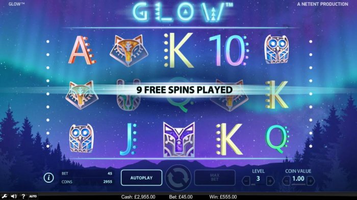 9 Free Free Spins played and a 555.00 big win awarded. - All Online Pokies