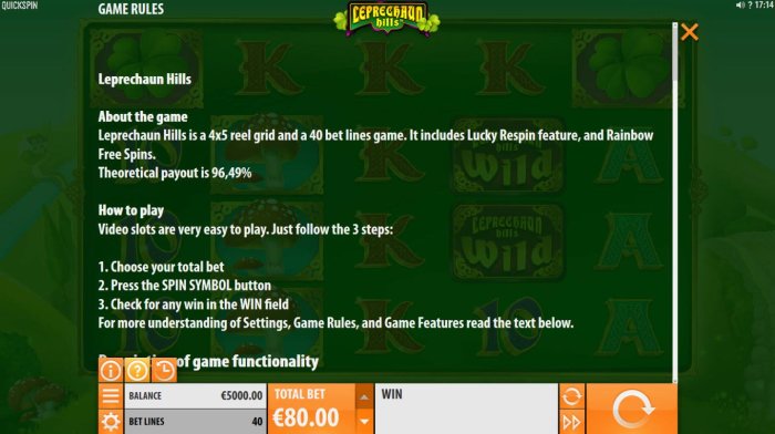 General Game Rules - The theoretical average return to player (RTP) is 96.49%. by All Online Pokies