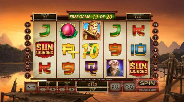 Landing two scatter symbols will trigger and additional 10 free games. by All Online Pokies