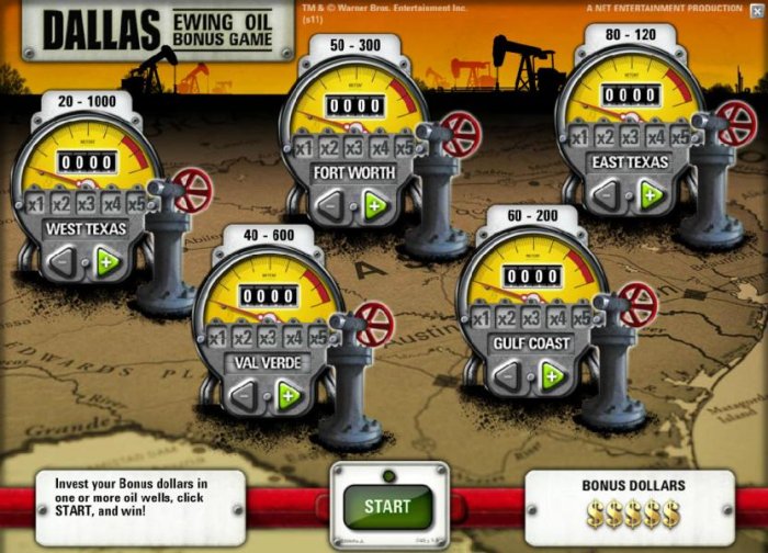 invets your bonus dollars in one or more oil wells for a chance to win by All Online Pokies