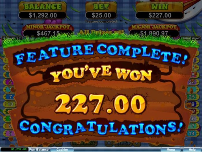 Free Games Feature pays out a $227 big win. - All Online Pokies