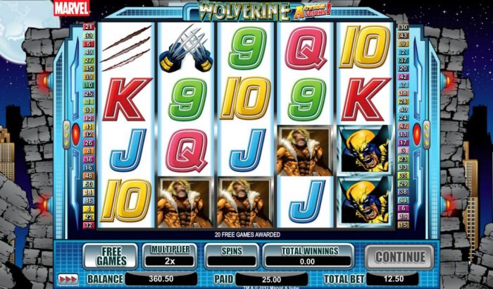 All Online Pokies - three scatter symbols on reels 2, 3 and 4 awards twenty free games