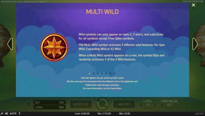 All Online Pokies - Wild symbols can only appear on reels 2, 3 and 4, and substitute for all symbols except Free Spins symbols.