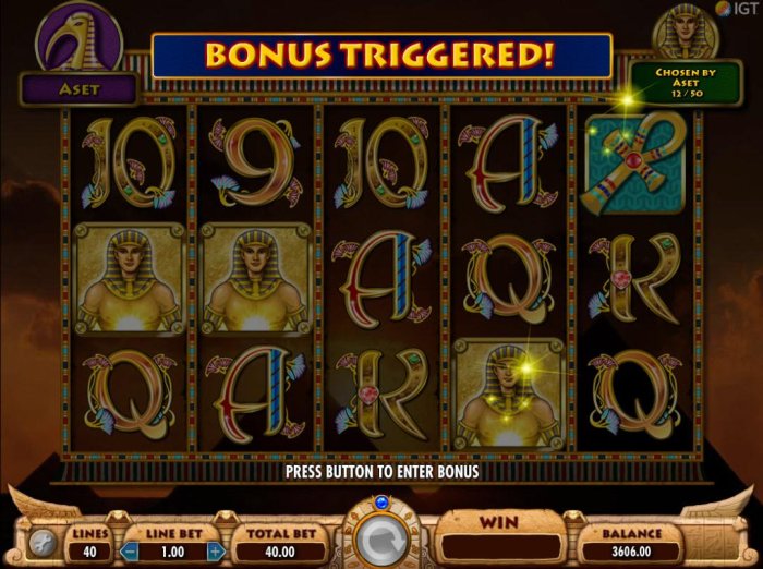 All Online Pokies - Three bonus scatter symbols triggeres the Bonus Feature.