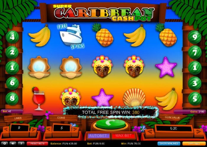 All Online Pokies - Total Free Spin Win 380 coins
