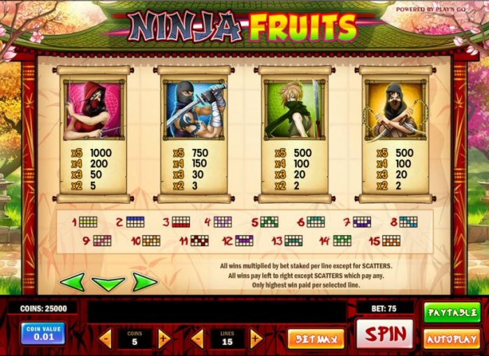 Ninja Fruits by All Online Pokies