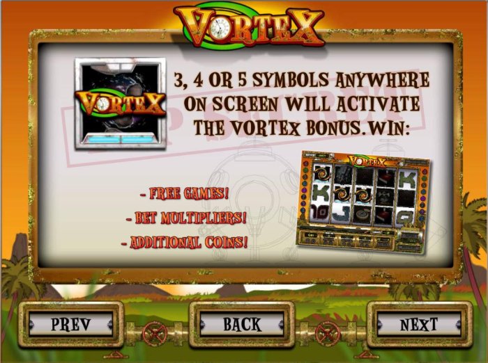 3 or more Vortex symbols anywhere on screen will activate the Vortex Bonus. by All Online Pokies