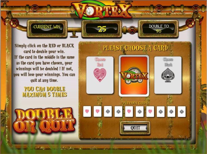 All Online Pokies - Double or Quit - Simply click on RED or BLACK card to double your winnings.