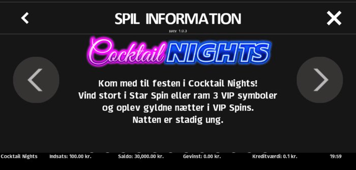 All Online Pokies image of Cocktail Nights