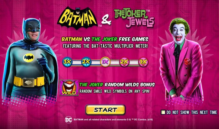 Game features include: Batman vs The Joker Free Games and The Joker Random Wilds Bonus. - All Online Pokies