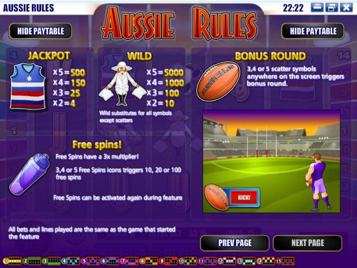 jackpot and wild symbols paytable. Bonus round and free spins rules - All Online Pokies