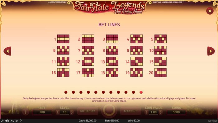Winning Bet Lines Diagrams 1-20 - All Online Pokies