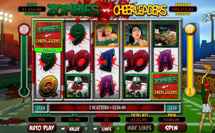 All Online Pokies image of Zombies vs Cheerleaders