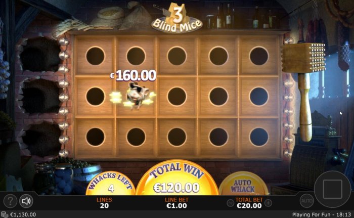 Whacking this mouse earned player a 160.00 prize amount. - All Online Pokies