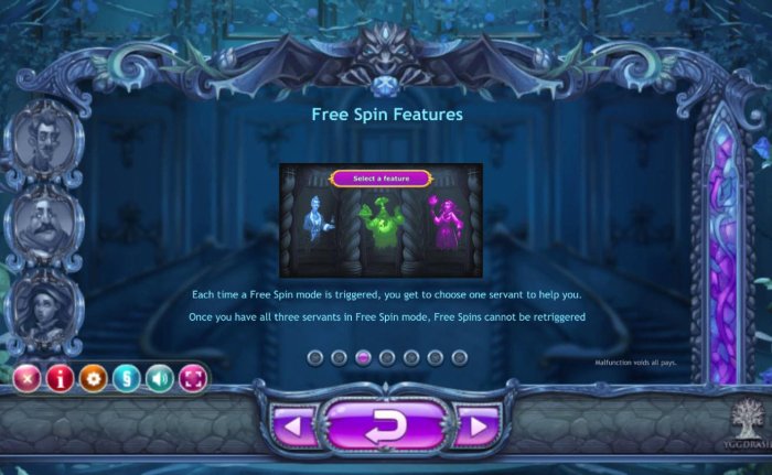 Each time a Free Spin mode is triggered, you get to choose one servant to help you. Once you have all three servants in Free Spins mode, Free Spins cannot be retriggered. by All Online Pokies