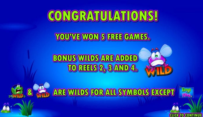 All Online Pokies - 5 free games awarded, bonus wilds are added to reels 2, 3 and 4