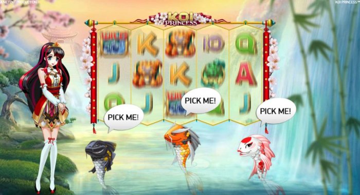 All Online Pokies - Pick Me feature - select a Koi fish to reveal a random prize.