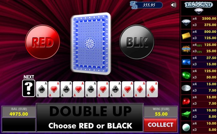 All Online Pokies - Gamble Feature - To gamble any win press Gamble then select Red or Black