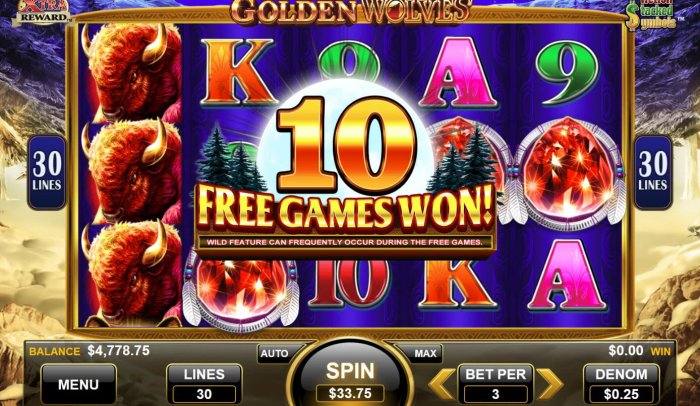 3 or more scatter symbols triggers the Free Games Bonus Feature by All Online Pokies