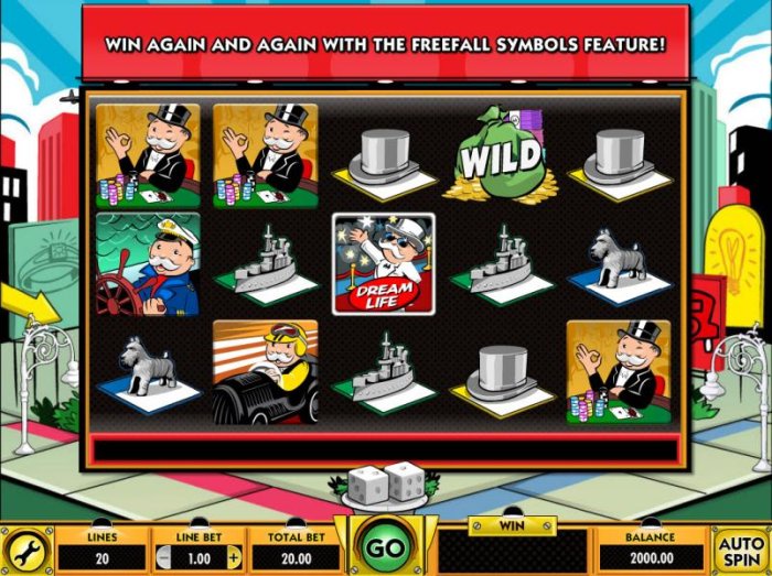 main game board featuring five and twenty paylines by All Online Pokies