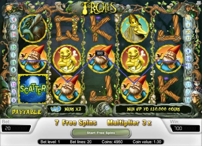 All Online Pokies - five of a kind triggers a 600 coin jackpot