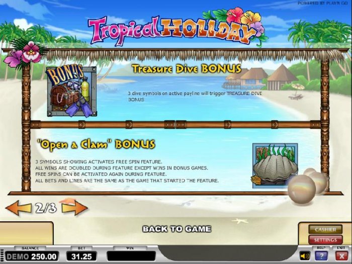 treasure dive bonus and open a clam bonus rules by All Online Pokies